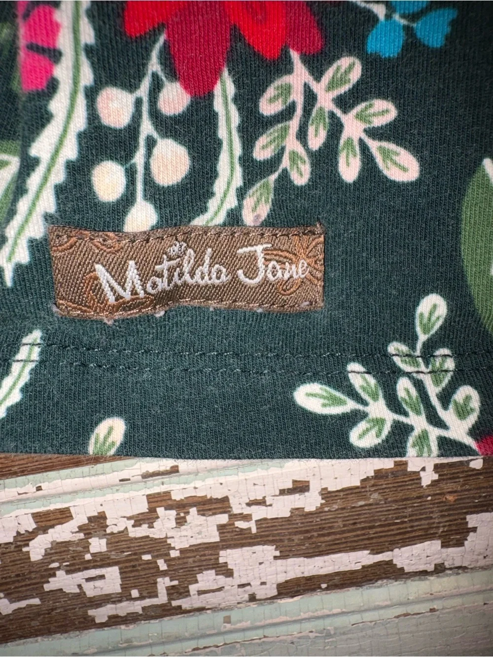 Matilda Jane Dark Green Floral Top with Pink & Red Ruffle Pants